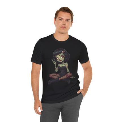 Zombie Girl Unisex T-Shirt - Gothic Punk Horror Creepy Tee, Alt Grunge Rockabilly Tshirt, Sexy Zombified Pinup Girl