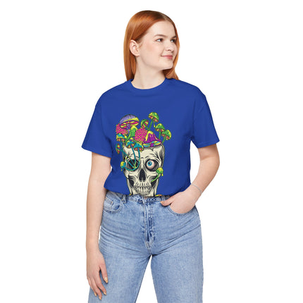 Mushroom Skull Unisex T-Shirt - Psychedelic Gothic Punk Horror Graphic Tee, Metal Rock Grunge Indie Lovers