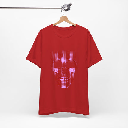Pink Glitch Skull Unisex T-Shirt – Digital Distortion Alt Streetwear, Goth Punk Rock & Metal Graphic Tee