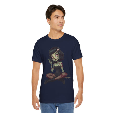 Zombie Girl Unisex T-Shirt - Gothic Punk Horror Creepy Tee, Alt Grunge Rockabilly Tshirt, Sexy Zombified Pinup Girl