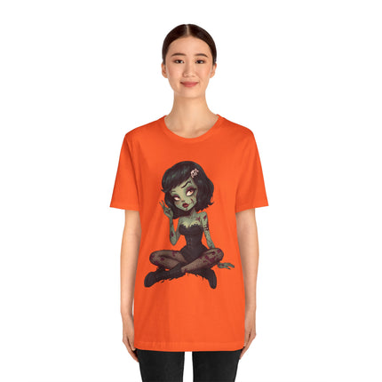Zombie Girl Unisex T-Shirt - Gothic Punk Horror Creepy Tee, Alt Grunge Rockabilly Tshirt, Sexy Zombified Pinup Girl