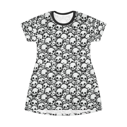 Skull Hoard T-Shirt Dress - Punk Goth Funky Mini Dress, Edgy Grunge Shirt Dress, Alt Unique Clothing