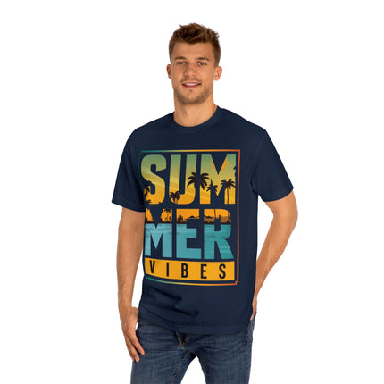 Summer Vibes Unisex Tee – Bright Bold and Ready for Sunshine, Retro Palm Tree Vacation Shirt, Casual Coastal Style , Multiple Colors
