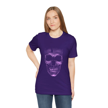 Pink Glitch Skull Unisex T-Shirt – Digital Distortion Alt Streetwear, Goth Punk Rock & Metal Graphic Tee
