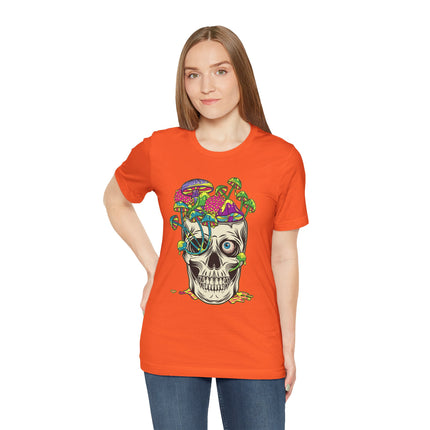 Mushroom Skull Unisex T-Shirt - Psychedelic Gothic Punk Horror Graphic Tee, Metal Rock Grunge Indie Lovers
