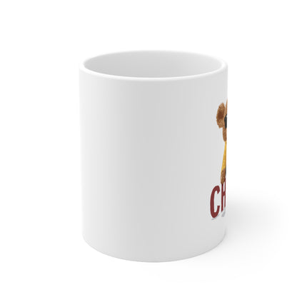 Cheers Teddy Bear Cool Cat Ceramic Coffee Mug 11oz