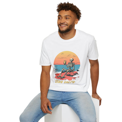 Stay Salty Skeleton T-Shirt – Funny Beach Graphic Tee, Grunge Punk Summer Shirt, Punk Rock Surf Style, Alt Indie Clothing