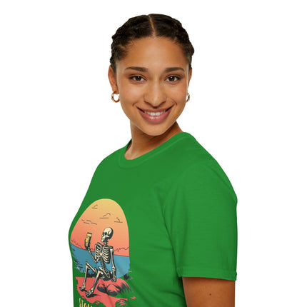 Stay Salty Skeleton T-Shirt – Funny Beach Graphic Tee, Grunge Punk Summer Shirt, Punk Rock Surf Style, Alt Indie Clothing
