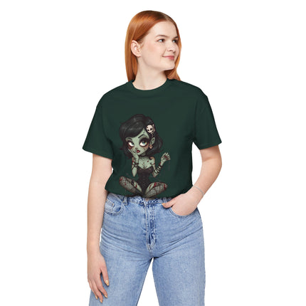 Zombie Girl 2 Unisex T-Shirt - Gothic Punk Horror Creepy Tee, Alt Grunge Rockabilly Tshirt, Sexy Zombified Pinup Girl