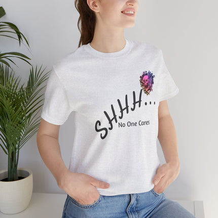 No One Cares Unisex T-Shirt - Rainbow Punk Rock Skull Tshirt, Pastel Grunge Indie Boho Top, Psychedelic Skeleton