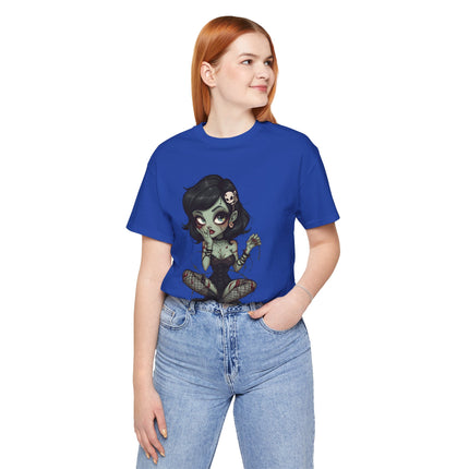 Zombie Girl 2 Unisex T-Shirt - Gothic Punk Horror Creepy Tee, Alt Grunge Rockabilly Tshirt, Sexy Zombified Pinup Girl