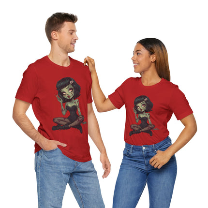 Zombie Girl Unisex T-Shirt - Gothic Punk Horror Creepy Tee, Alt Grunge Rockabilly Tshirt, Sexy Zombified Pinup Girl