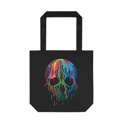 Drip Skull Canvas Tote Bag - 100% Australian Made + 100% Cotton - Neon Punk, Alternative Cyberpunk & Edgy, Eco-Friendly