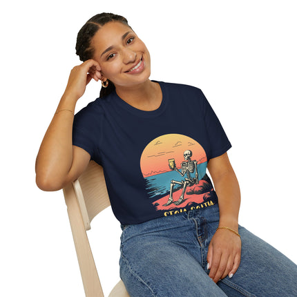 Stay Salty Skeleton T-Shirt – Funny Beach Graphic Tee, Grunge Punk Summer Shirt, Punk Rock Surf Style, Alt Indie Clothing