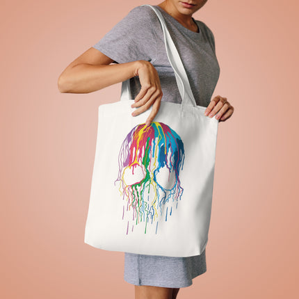 Drip Skull Canvas Tote Bag - 100% Australian Made + 100% Cotton - Neon Punk, Alternative Cyberpunk & Edgy, Eco-Friendly