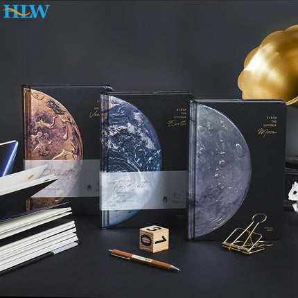 Starry Sky - Notebook Journal - Aesthetic Planet Solar System Journals Featuring Earth, Venus, Jupiter & Moon Designs