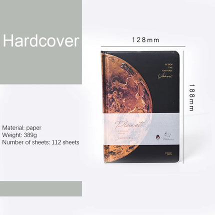 Starry Sky - Notebook Journal - Aesthetic Planet Solar System Journals Featuring Earth, Venus, Jupiter & Moon Designs