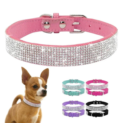 Jewelled Suede Pet Collar