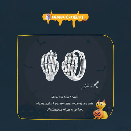 Skeleton Hands Ring & Earrings