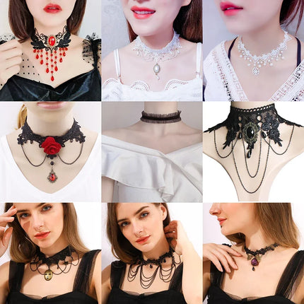 Gothic Lace Choker Necklaces