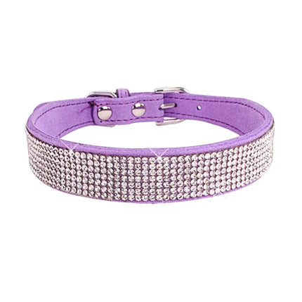 Jewelled Suede Pet Collar