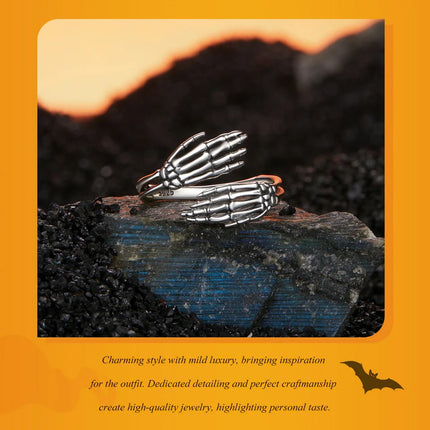 Skeleton Hands Ring & Earrings