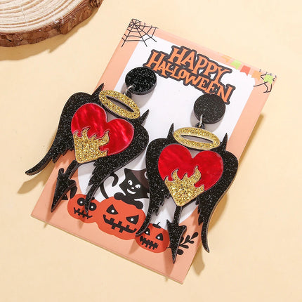 Black Heart Wings Earrings