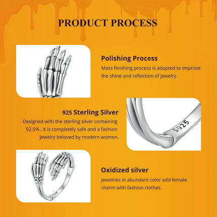 Skeleton Hands Ring & Earrings